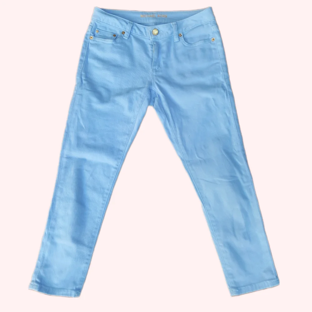 Michael Kors Izzy Cropped Skinny Jeans In a Sky Blue Hue Size 0P